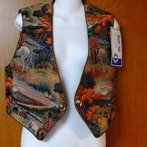 Vintage Western Vest with Cowboy Hat Buttons